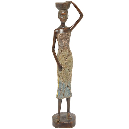 22" Bronze Standing Woman Sculpture